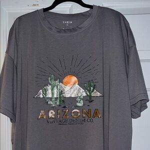 Shein Gray Graphic T-Shirt